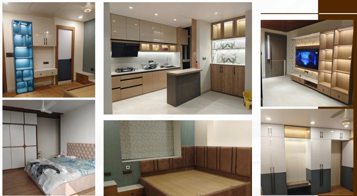 Apartment interiors — Modular kitchen, bedrooms and television unit