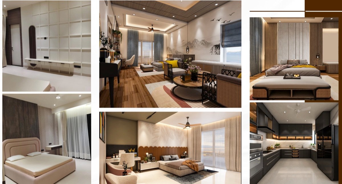 Residence — Living room, bedrooms and kitchen